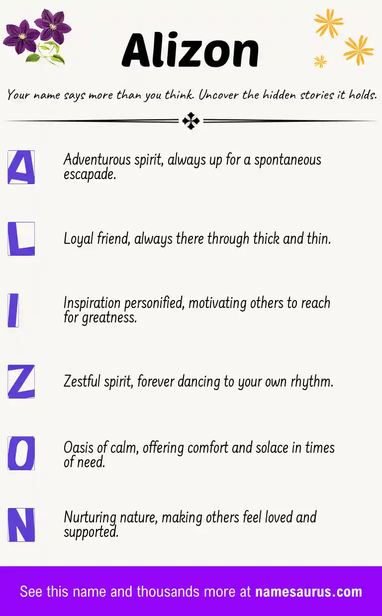 Acrostic poem about Alizon.