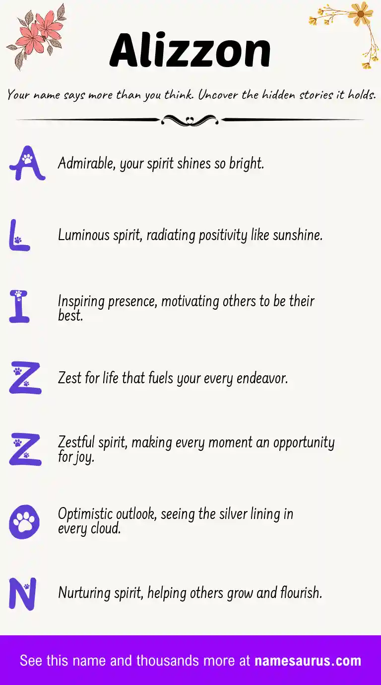 Acrostic poem about Alizzon.
