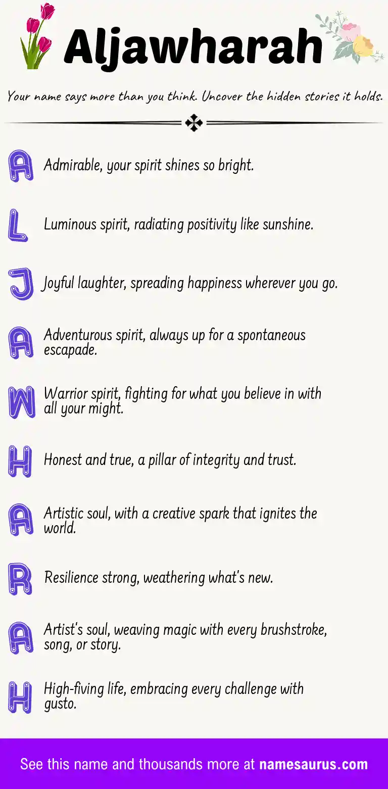 Acrostic poem about Aljawharah.