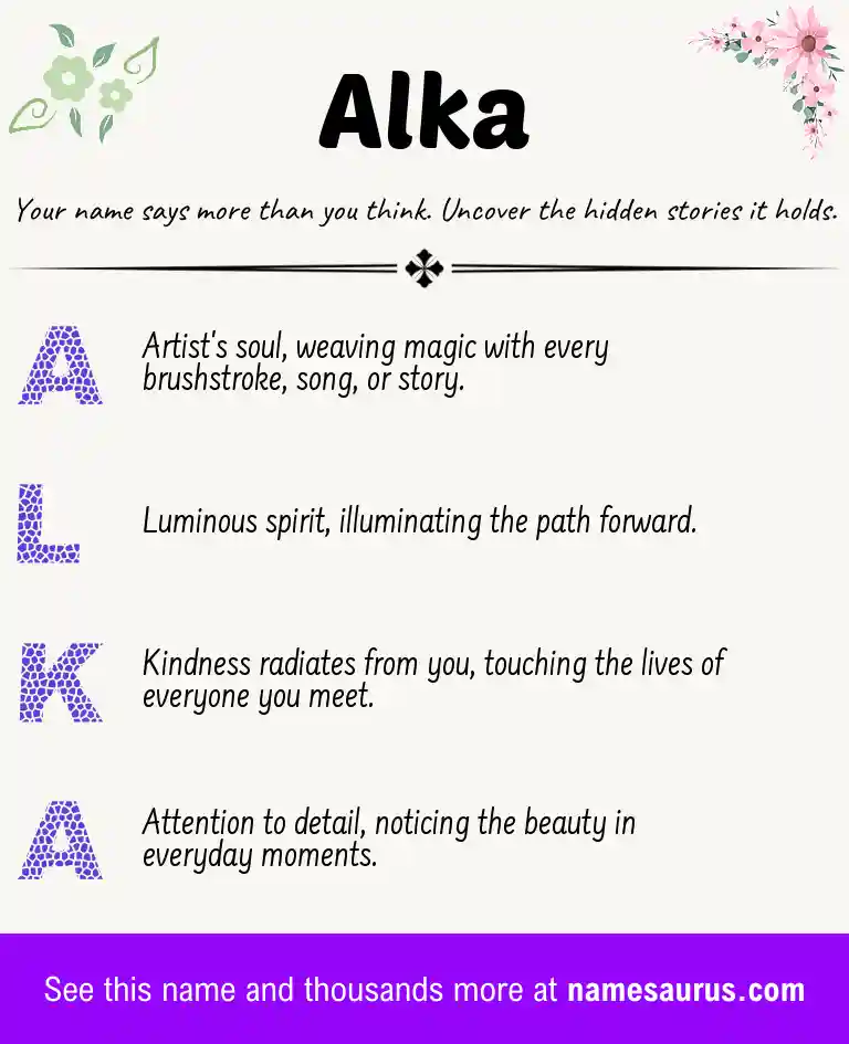 Acrostic poem about Alka.