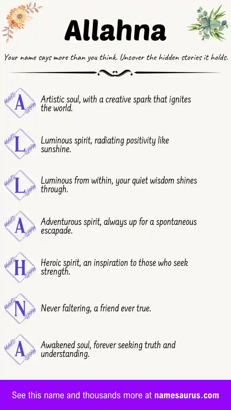 Acrostic poem about Allahna.