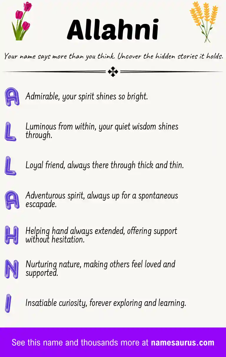 Acrostic poem about Allahni.