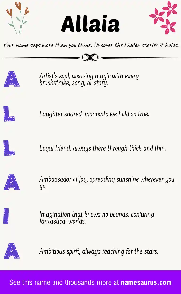 Acrostic poem about Allaia.