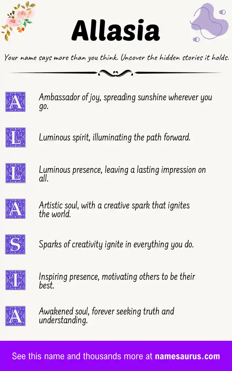 Acrostic poem about Allasia.