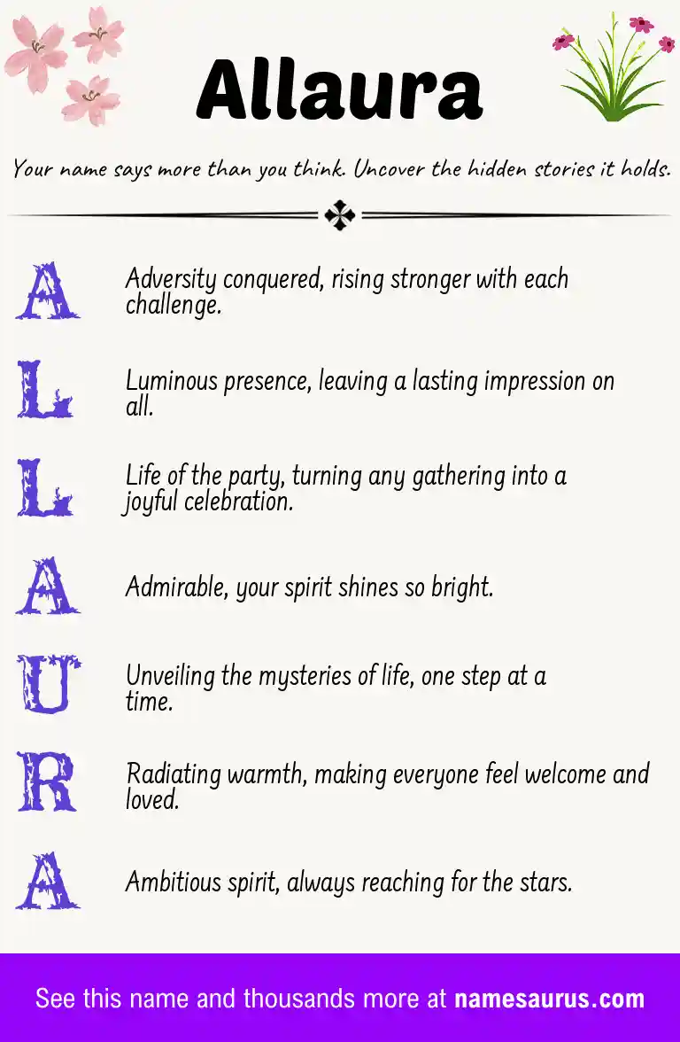 Acrostic poem about Allaura.