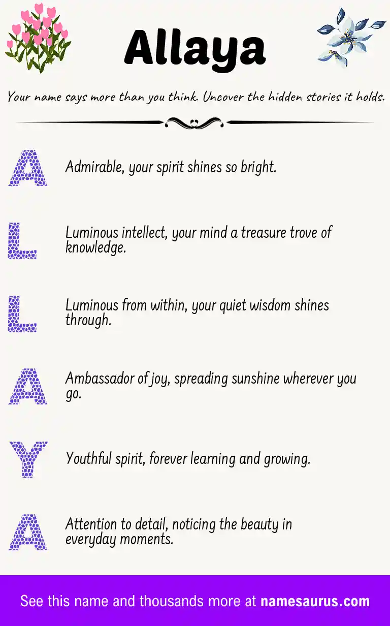 Acrostic poem about Allaya.