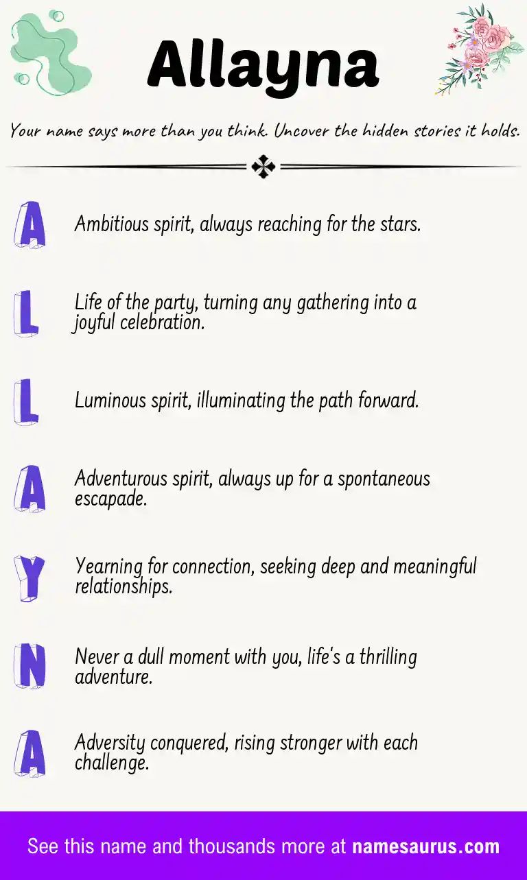 Acrostic poem about Allayna.
