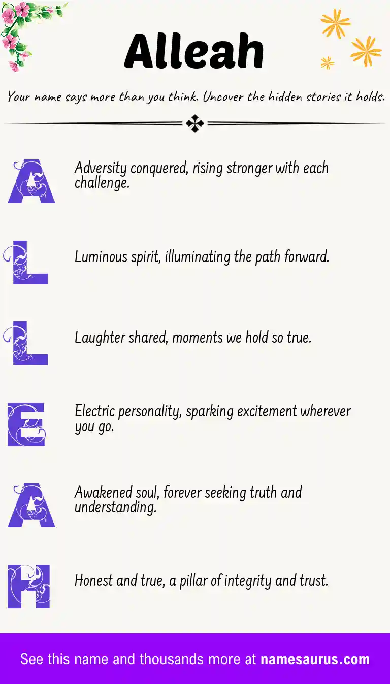 Acrostic poem about Alleah.