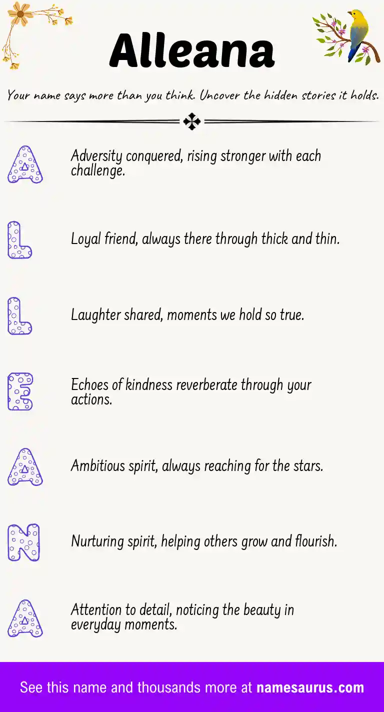 Acrostic poem about Alleana.