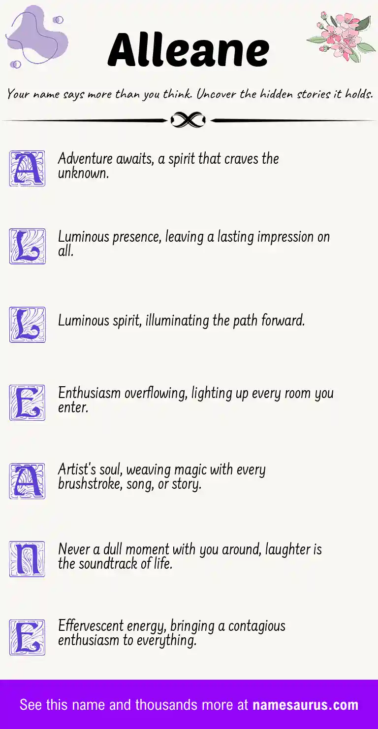 Acrostic poem about Alleane.