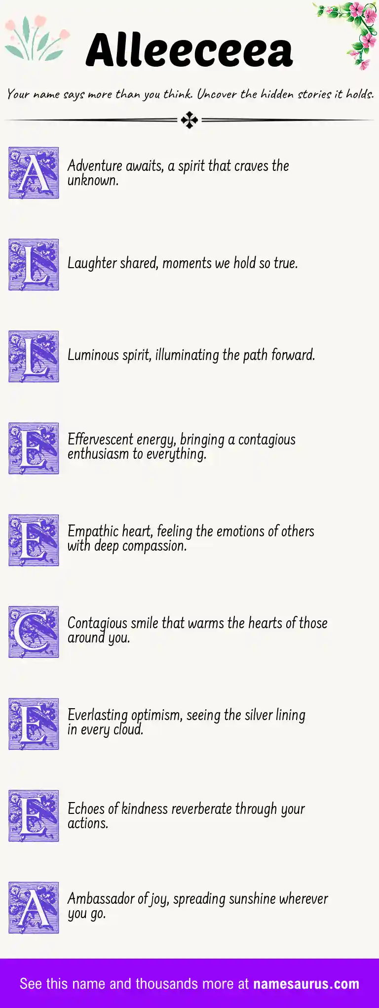 Acrostic poem about Alleeceea.