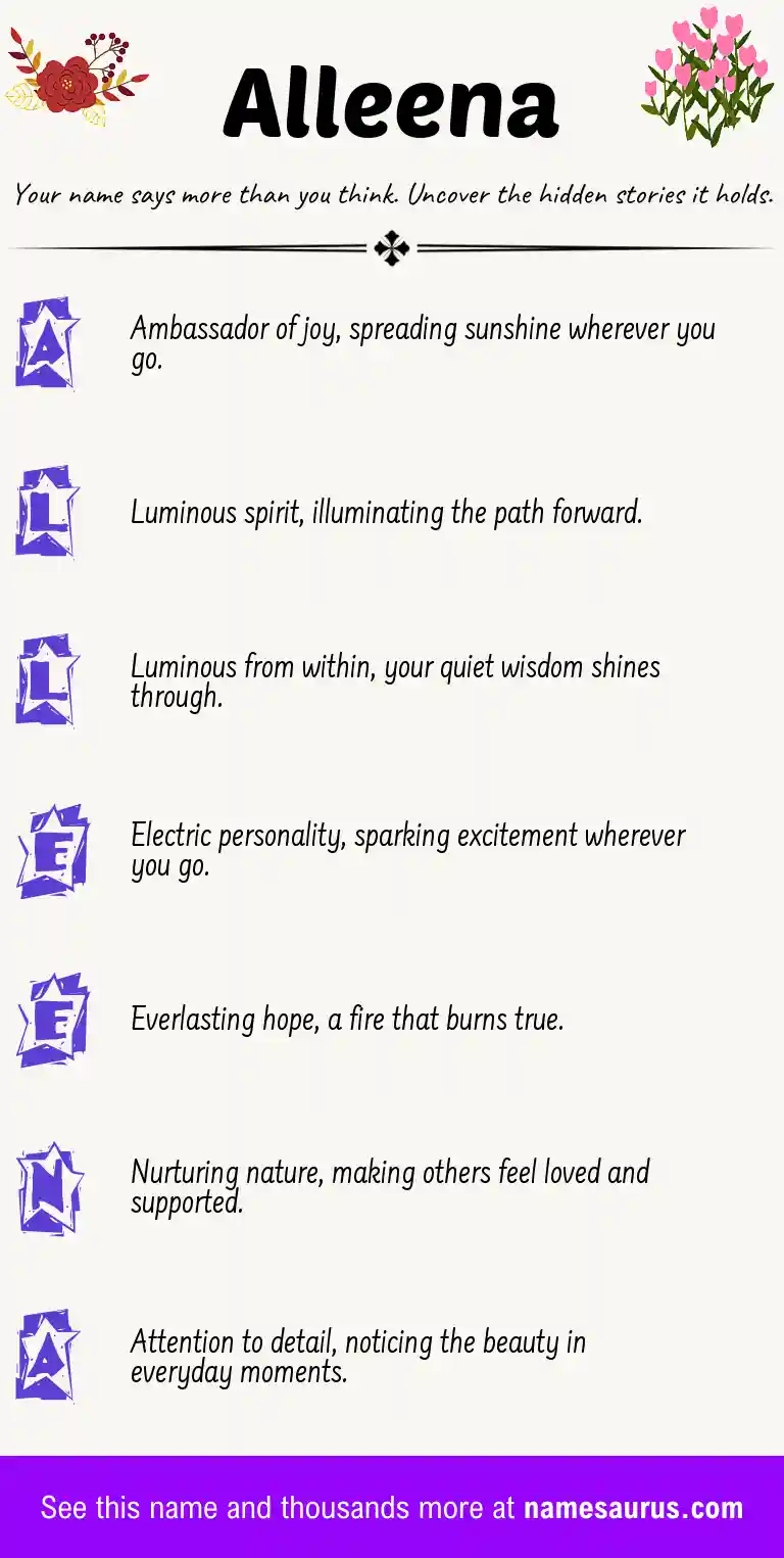 Acrostic poem about Alleena.
