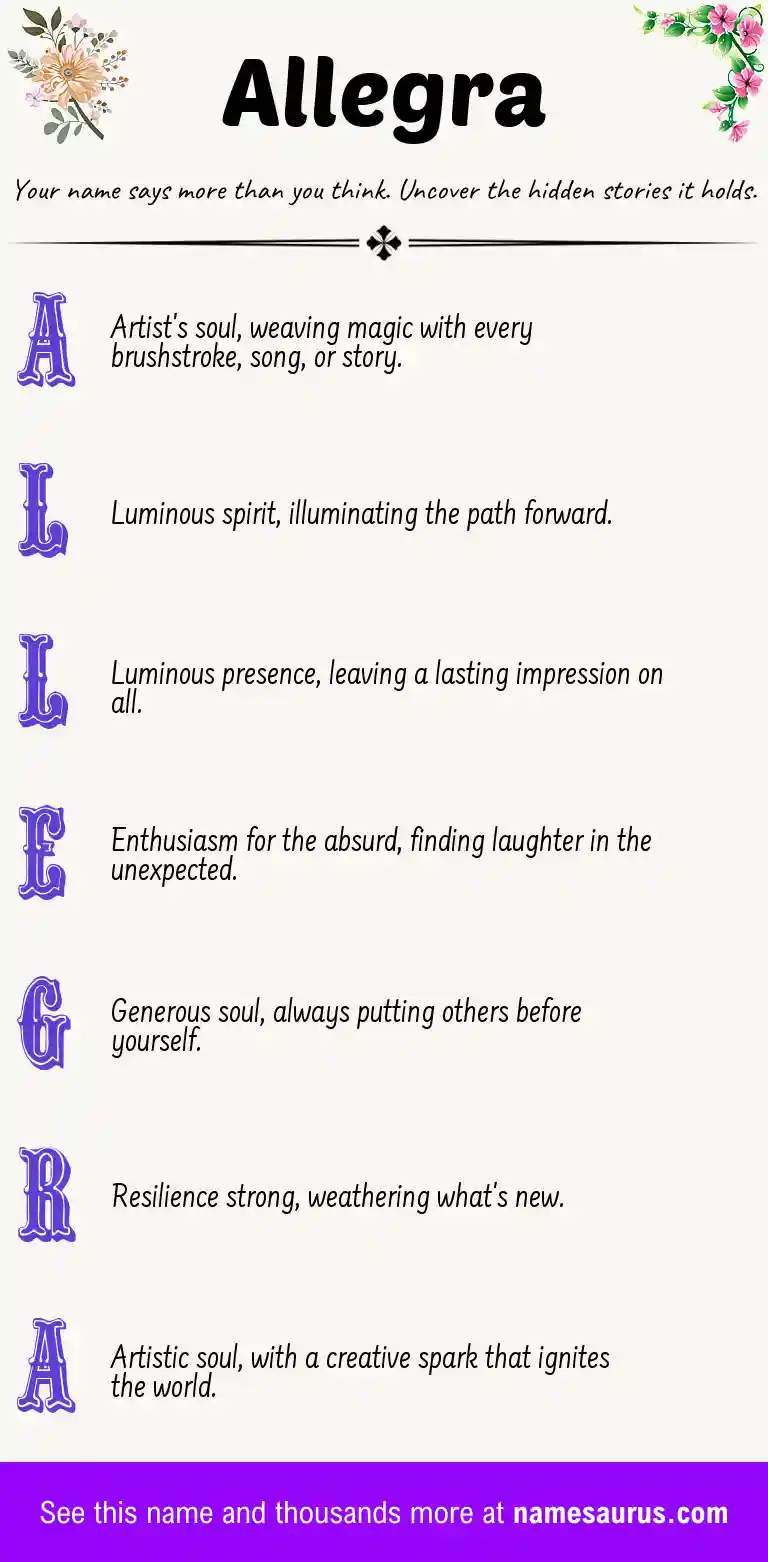 Acrostic poem about Allegra.