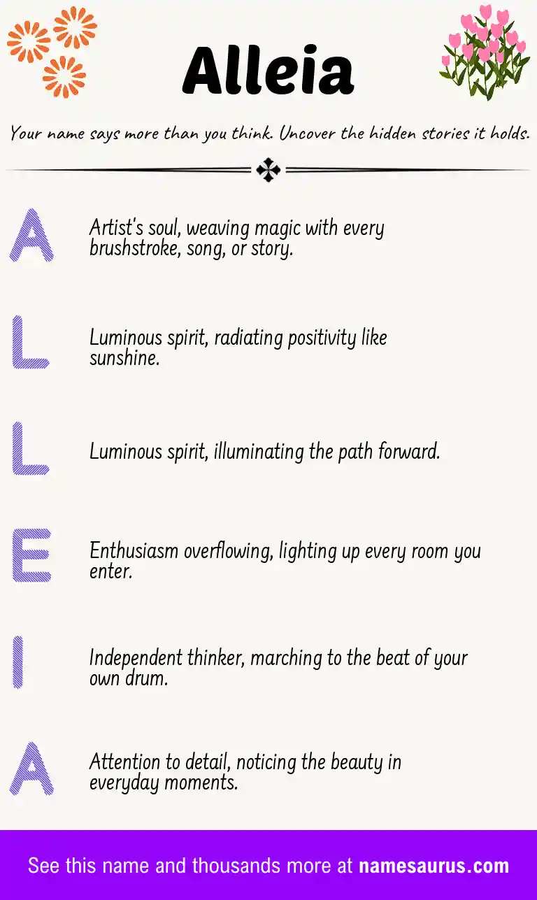 Acrostic poem about Alleia.