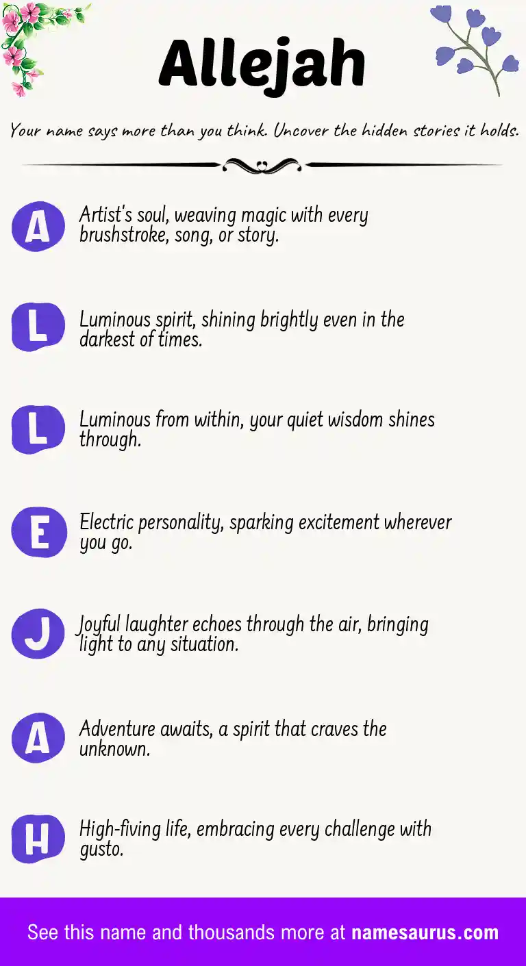 Acrostic poem about Allejah.