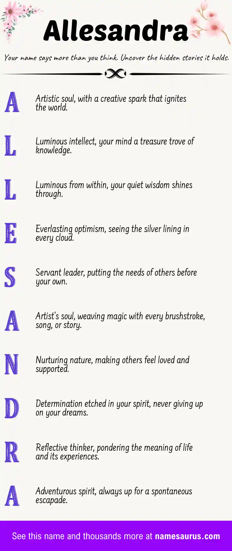 Acrostic poem about Allesandra.