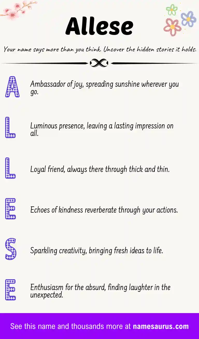 Acrostic poem about Allese.