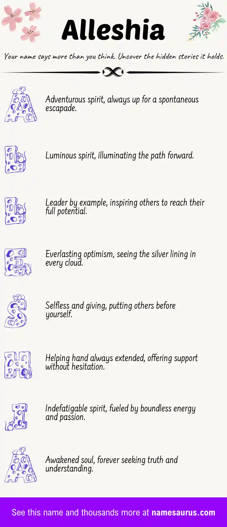 Acrostic poem about Alleshia.