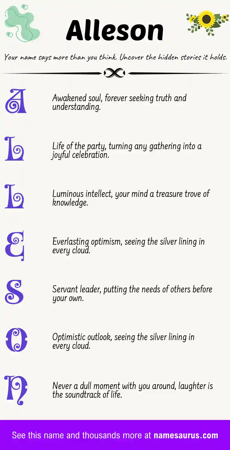 Acrostic poem about Alleson.