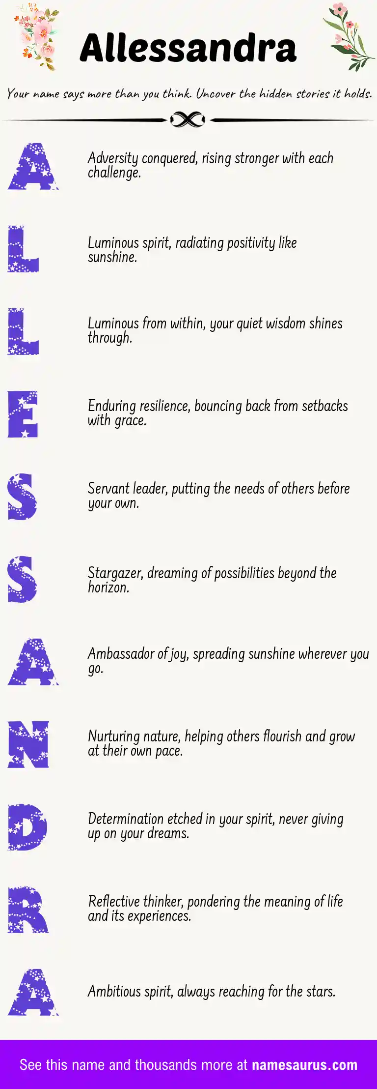 Acrostic poem about Allessandra.