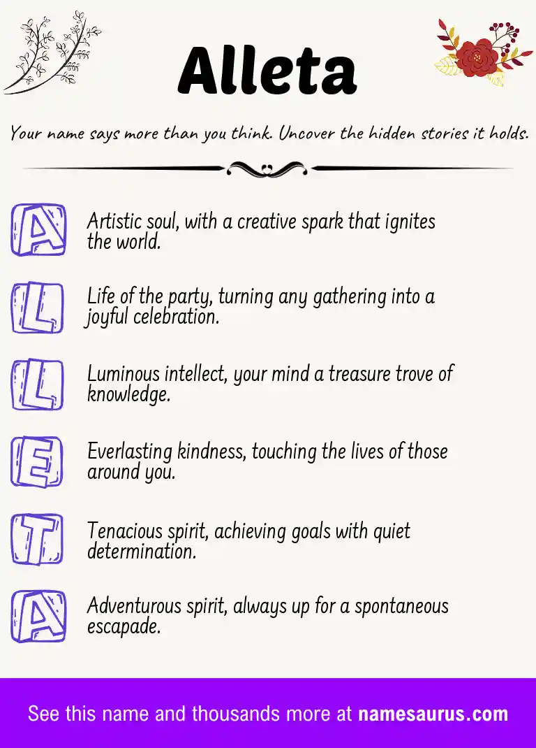 Acrostic poem about Alleta.