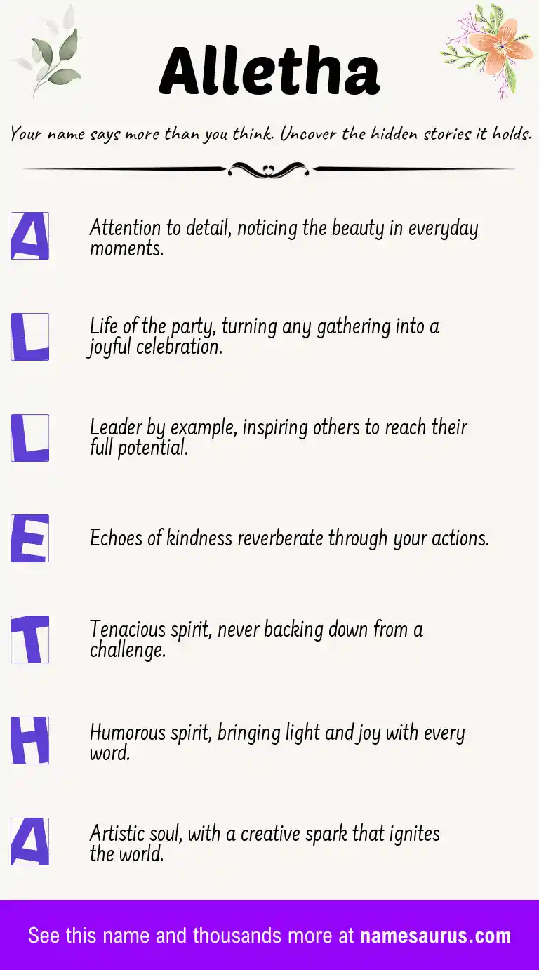 Acrostic poem about Alletha.