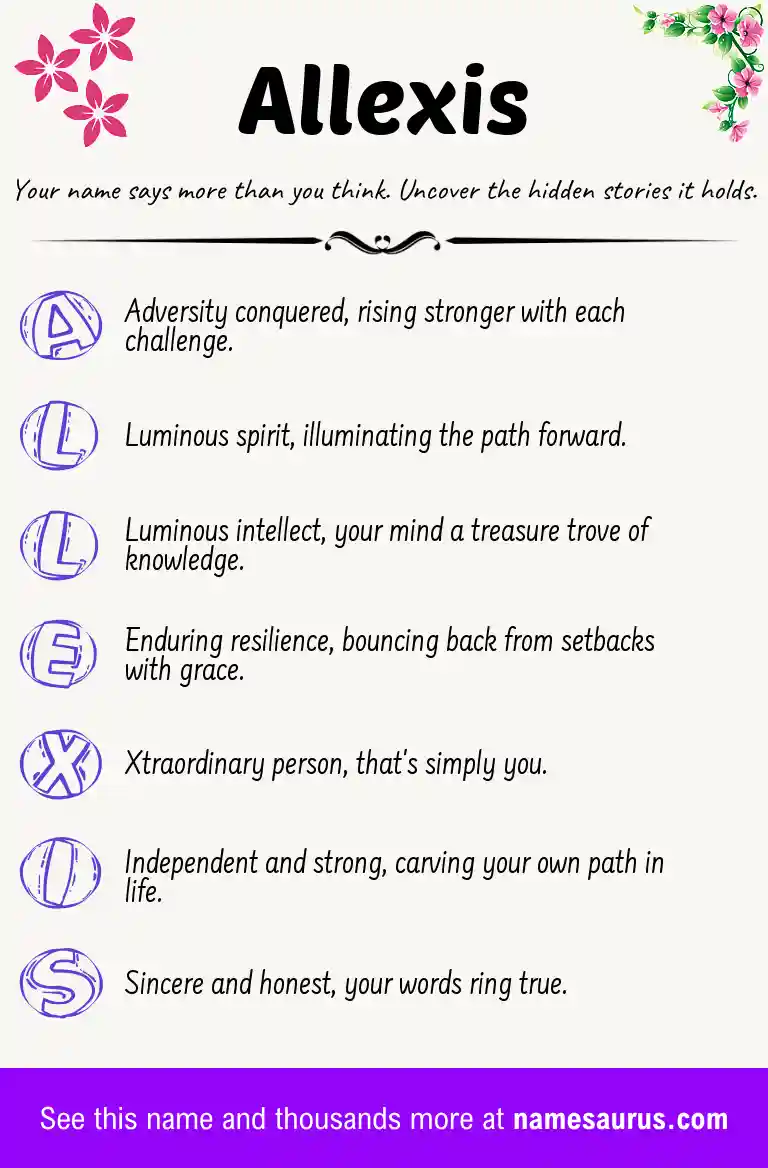 Acrostic poem about Allexis.