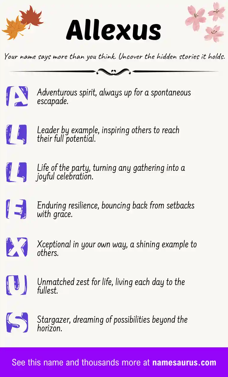 Acrostic poem about Allexus.