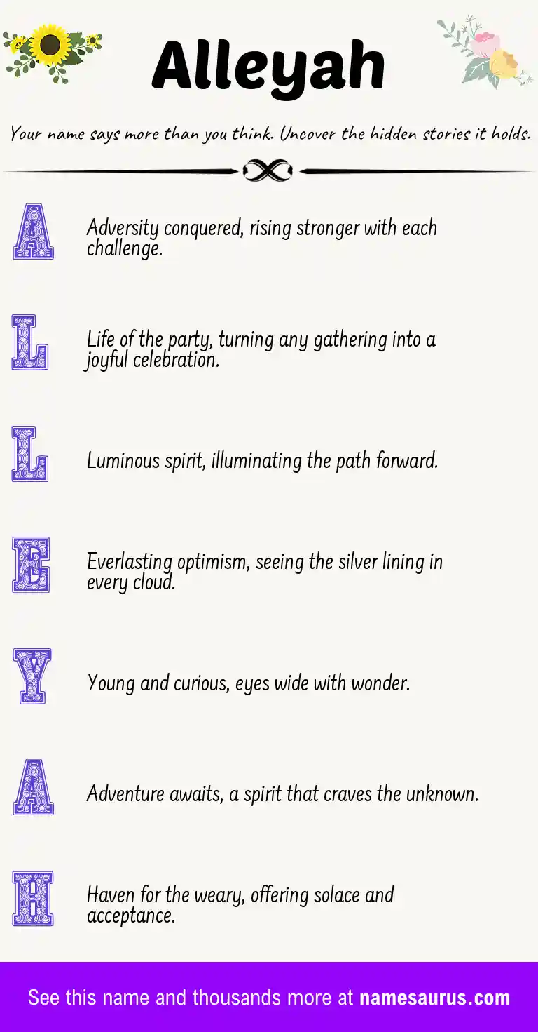 Acrostic poem about Alleyah.