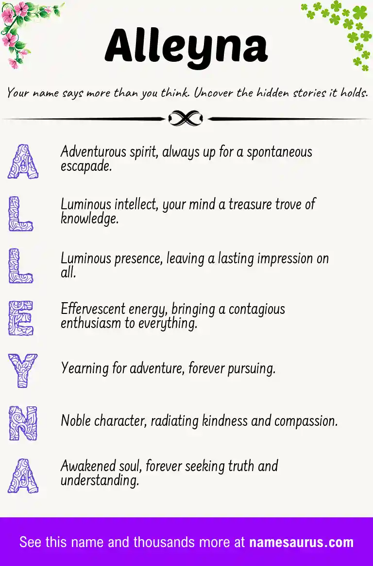 Acrostic poem about Alleyna.