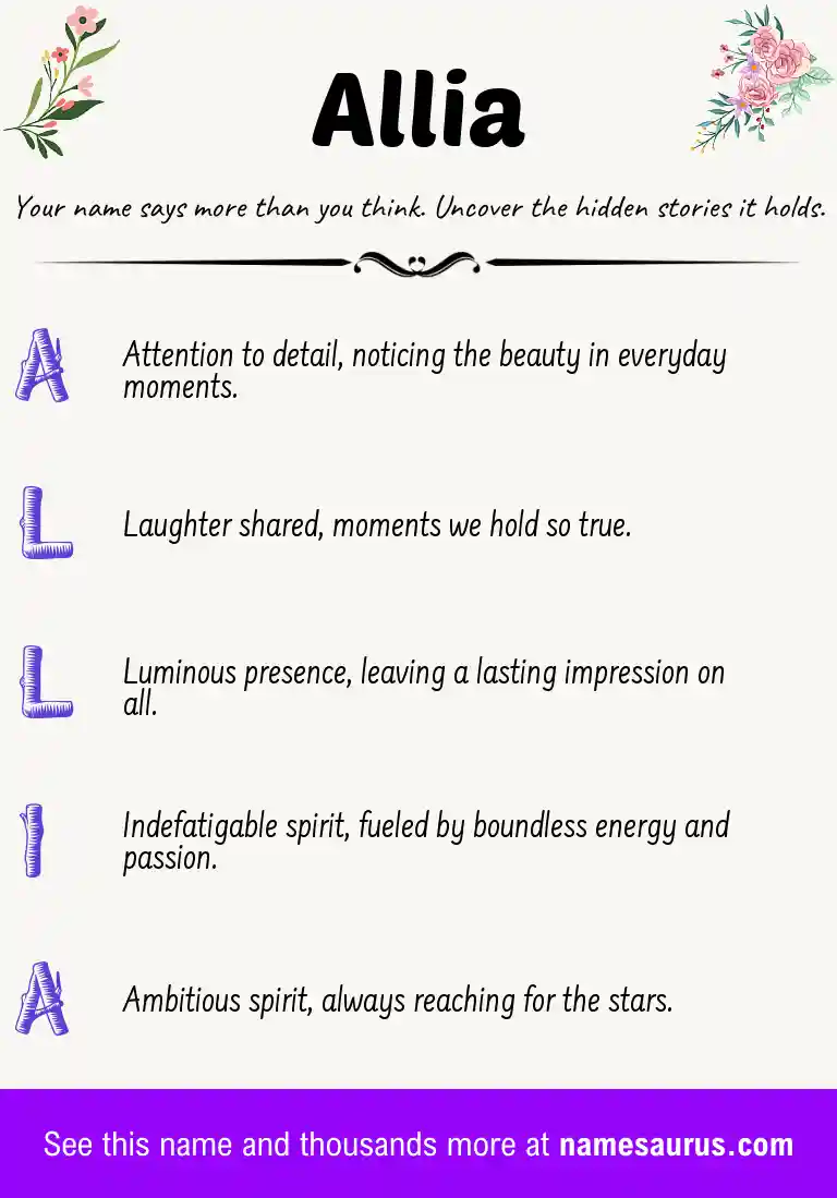 Acrostic poem about Allia.