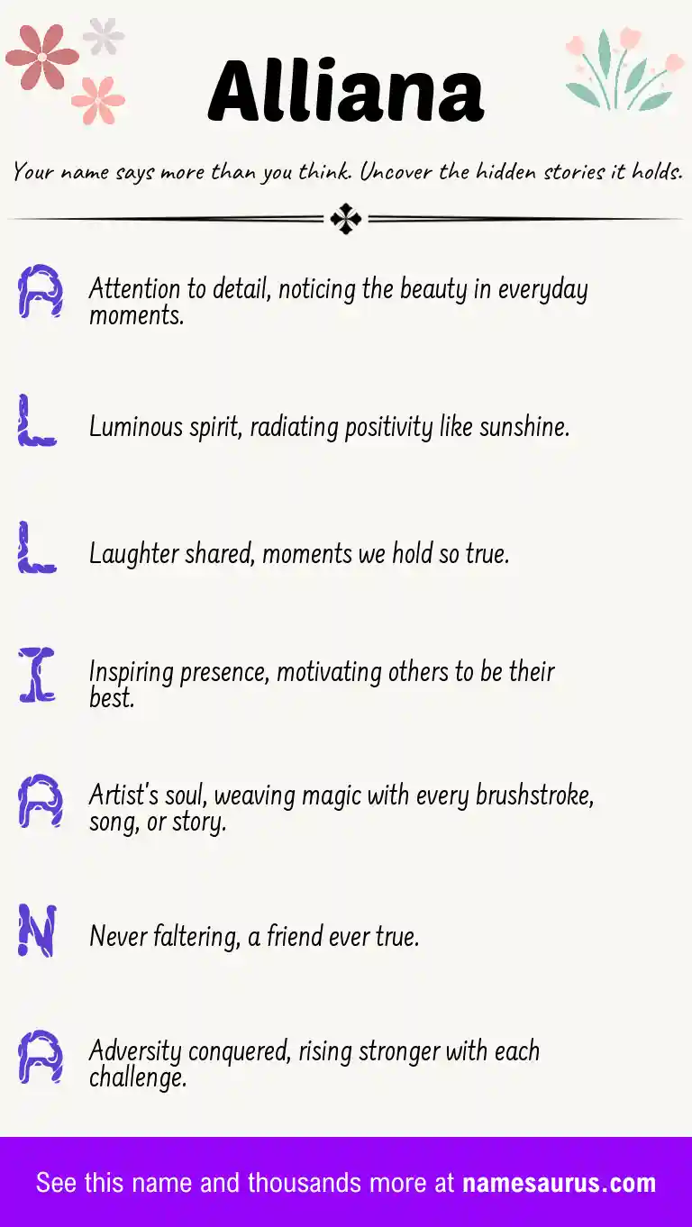 Acrostic poem about Alliana.