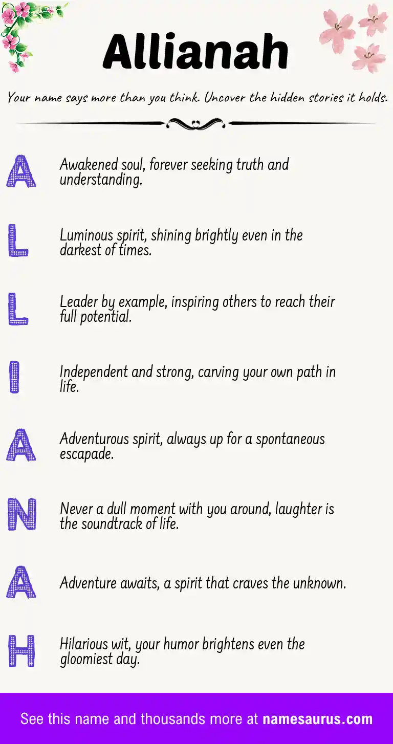 Acrostic poem about Allianah.