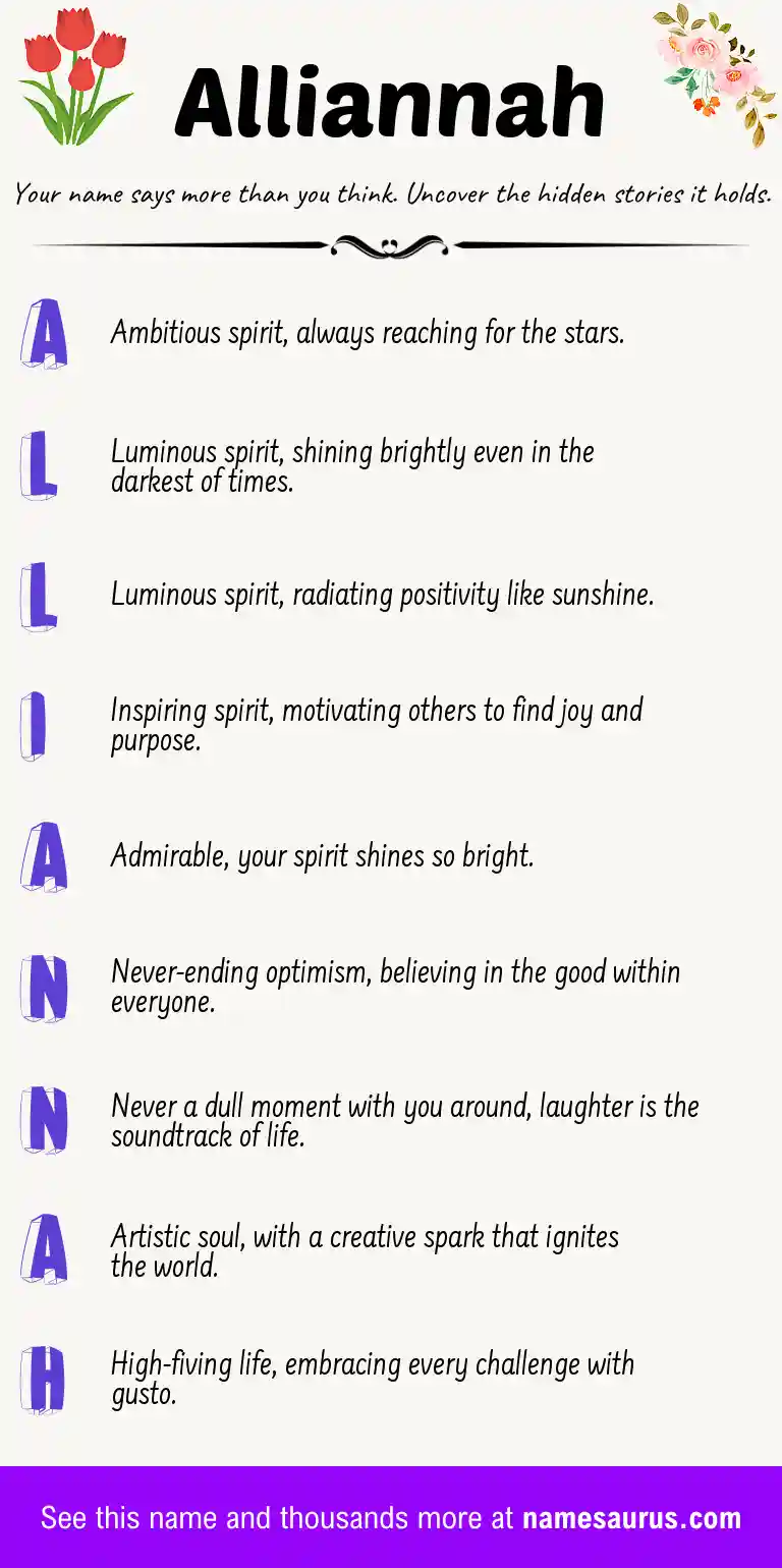 Acrostic poem about Alliannah.