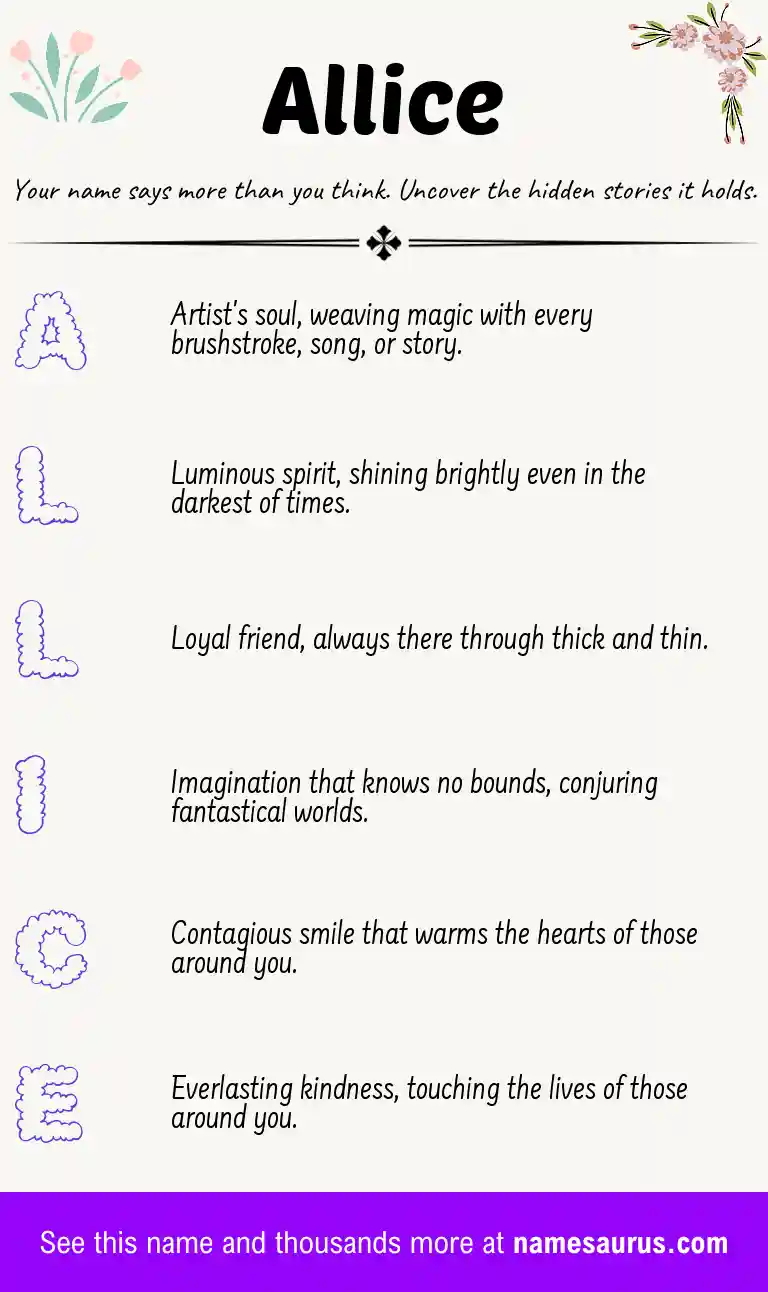Acrostic poem about Allice.