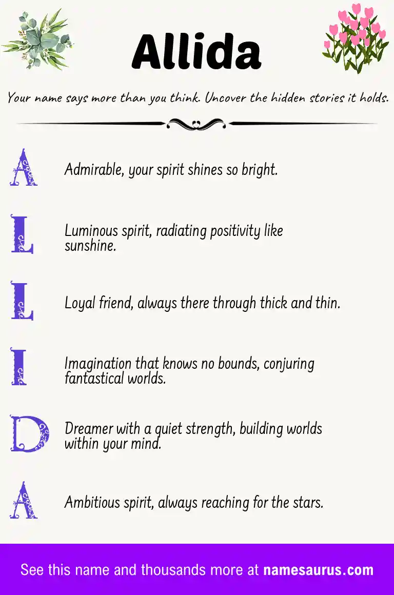 Acrostic poem about Allida.