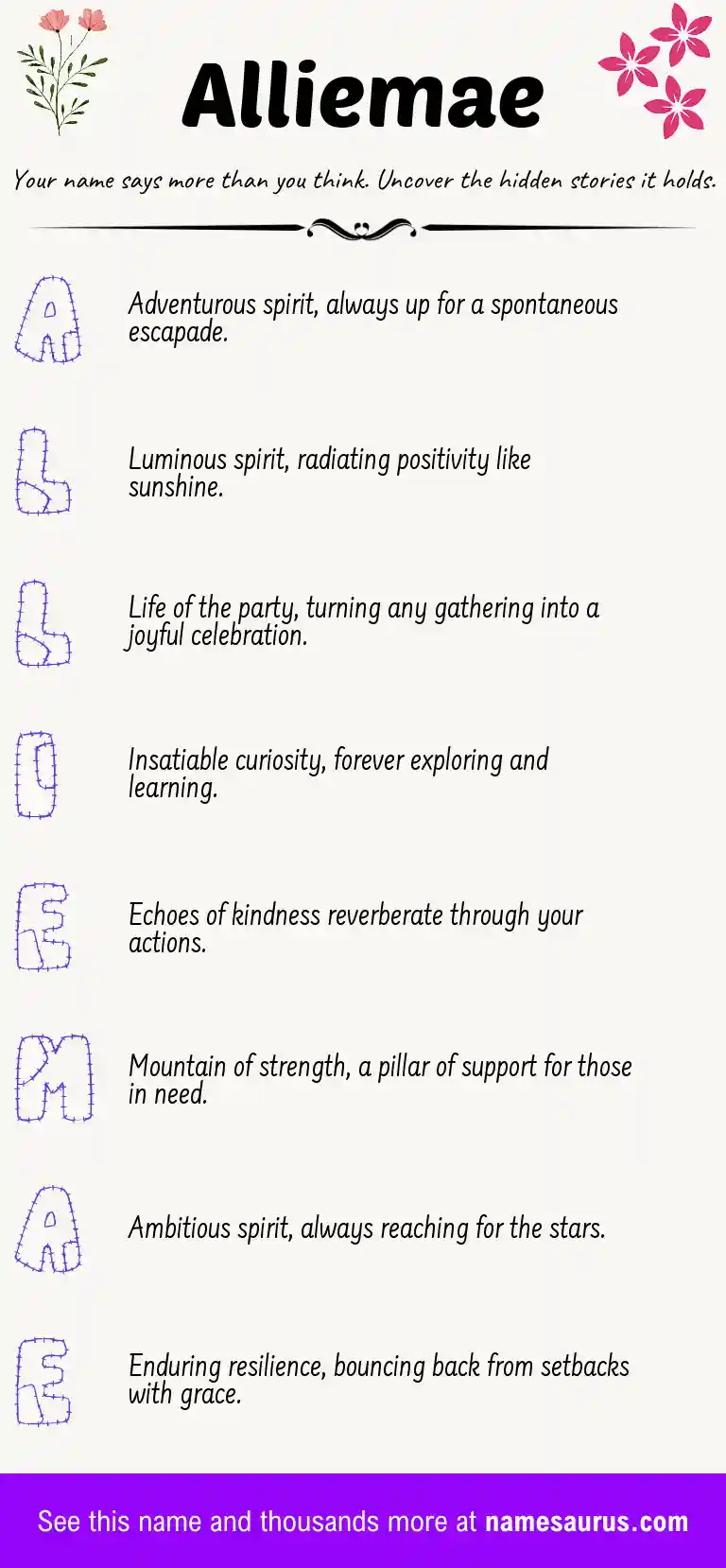 Acrostic poem about Alliemae.
