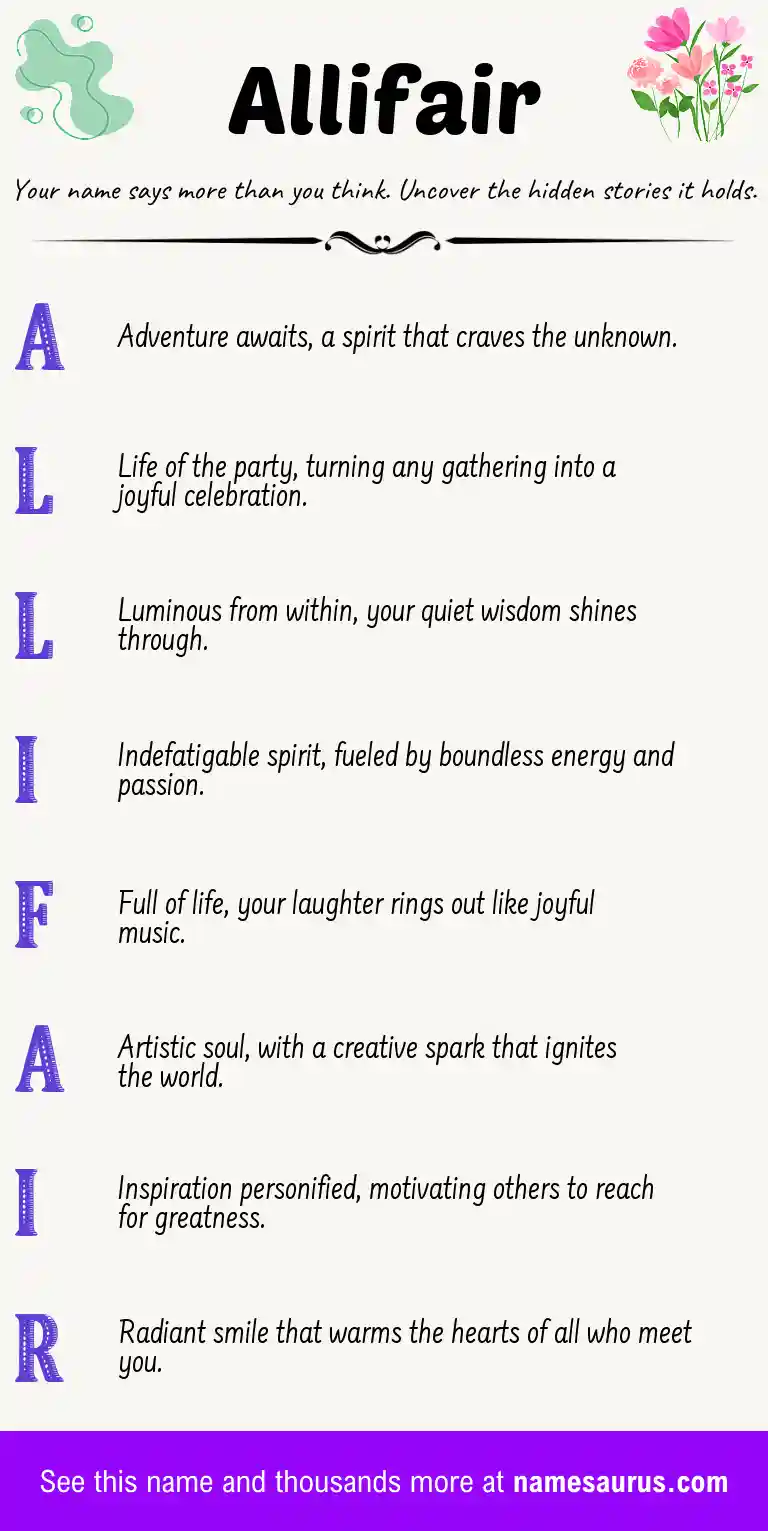 Acrostic poem about Allifair.
