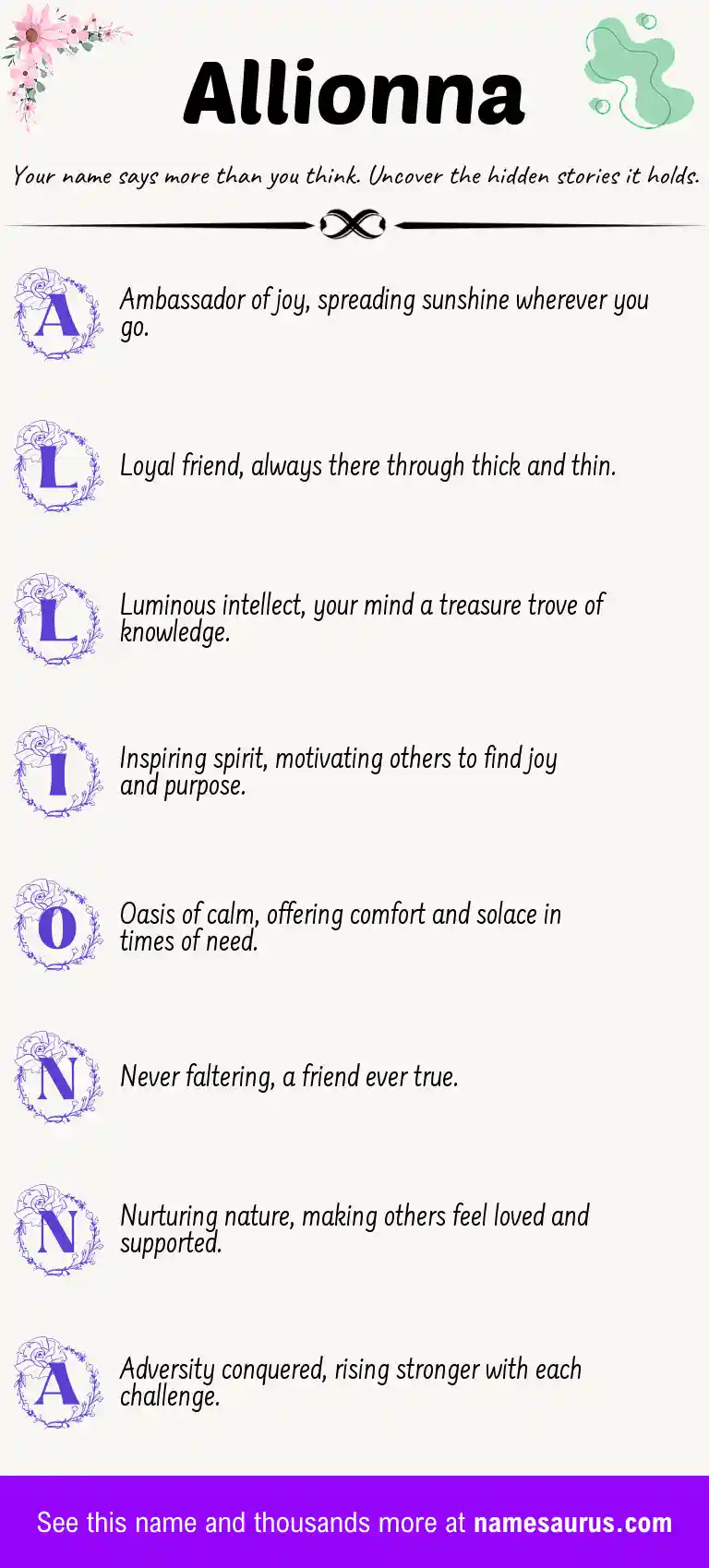 Acrostic poem about Allionna.