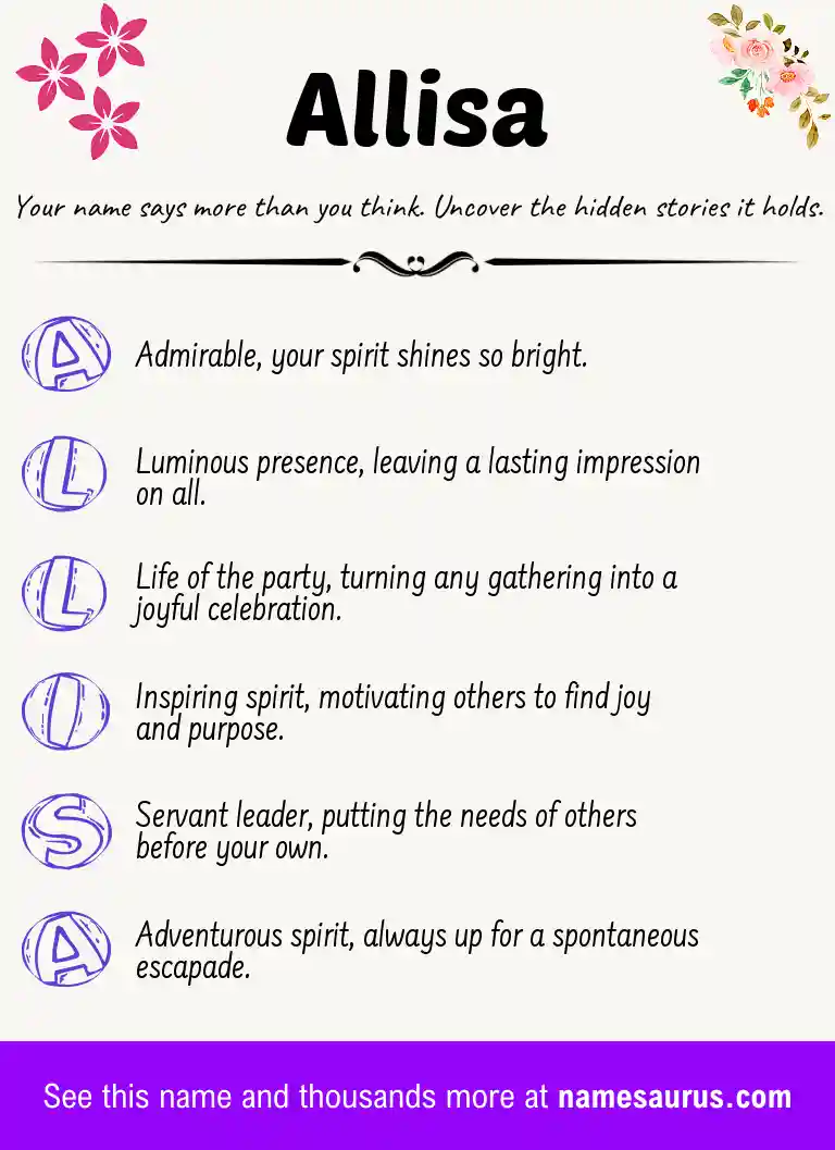Acrostic poem about Allisa.