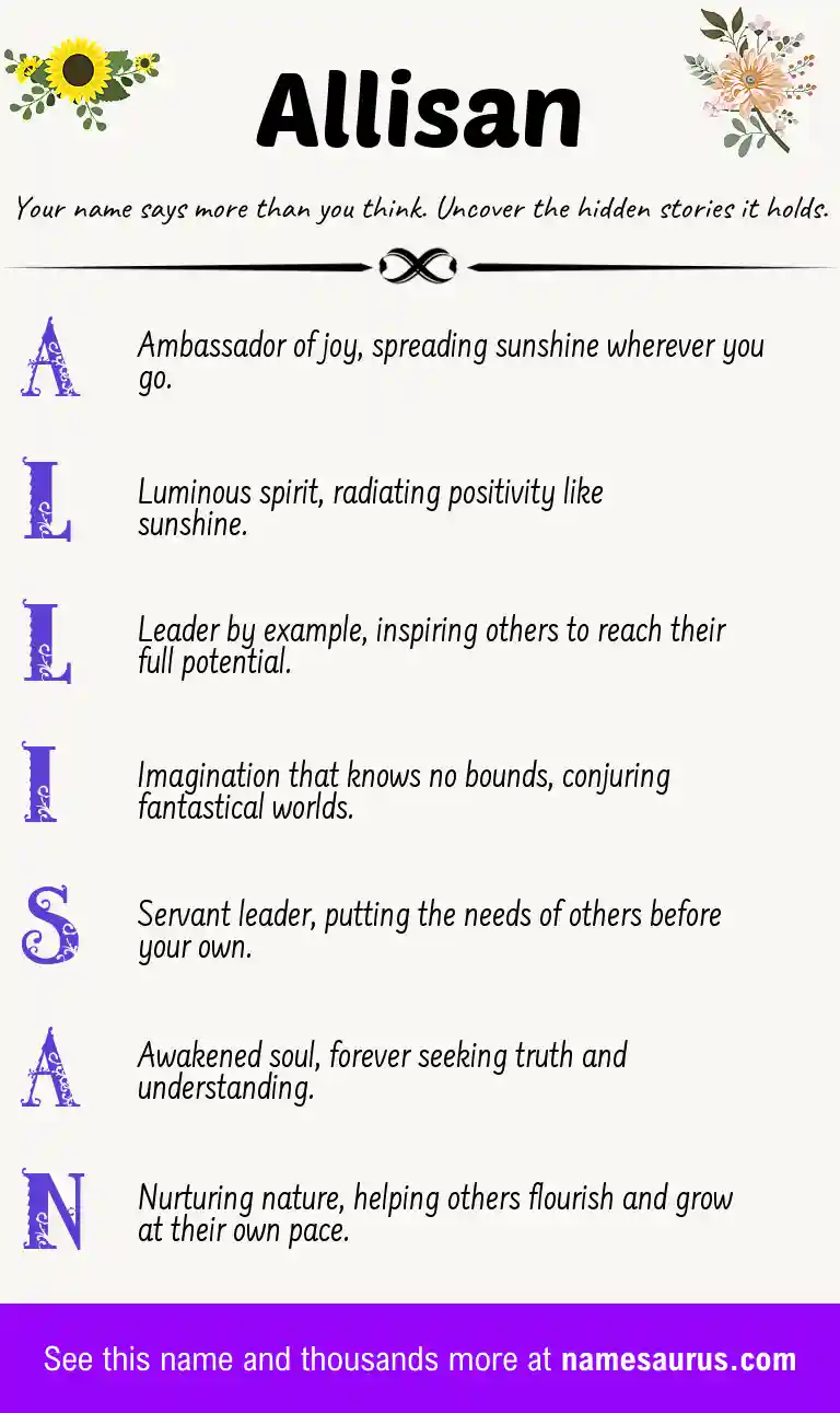Acrostic poem about Allisan.