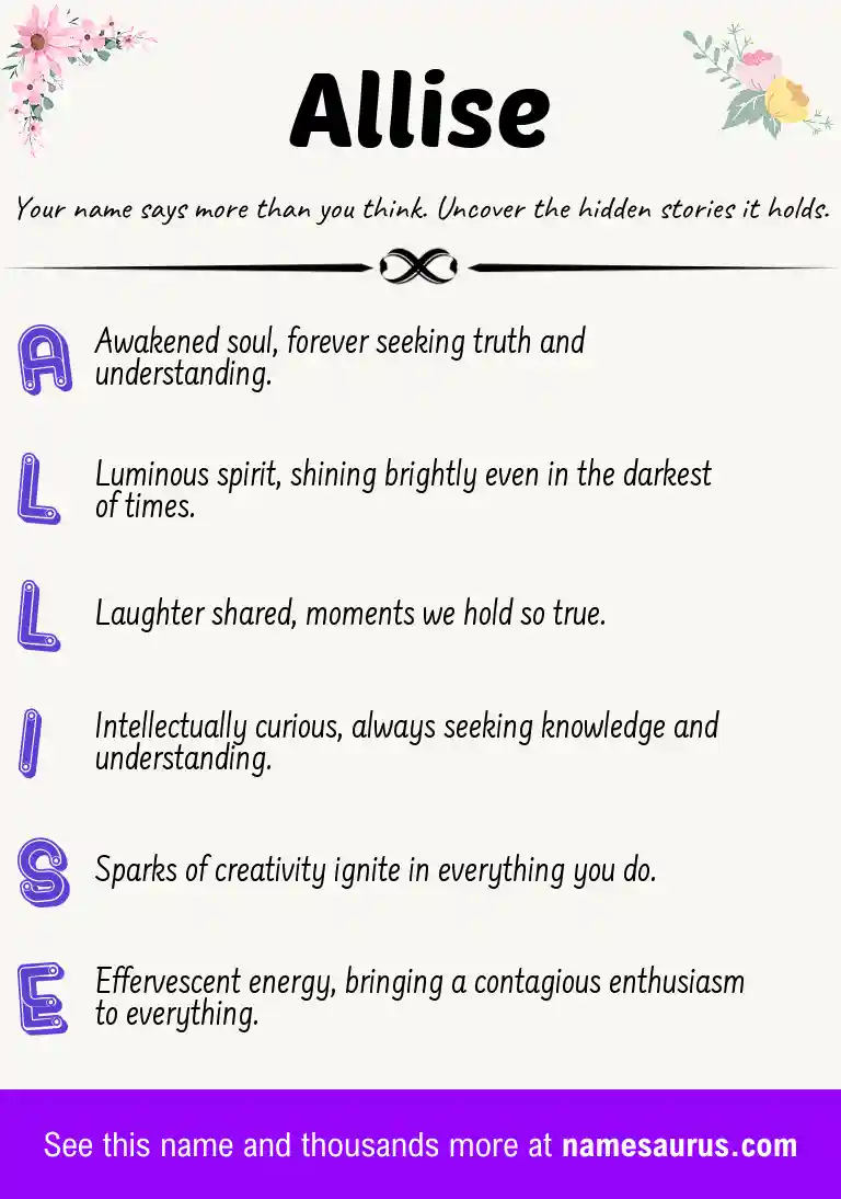 Acrostic poem about Allise.