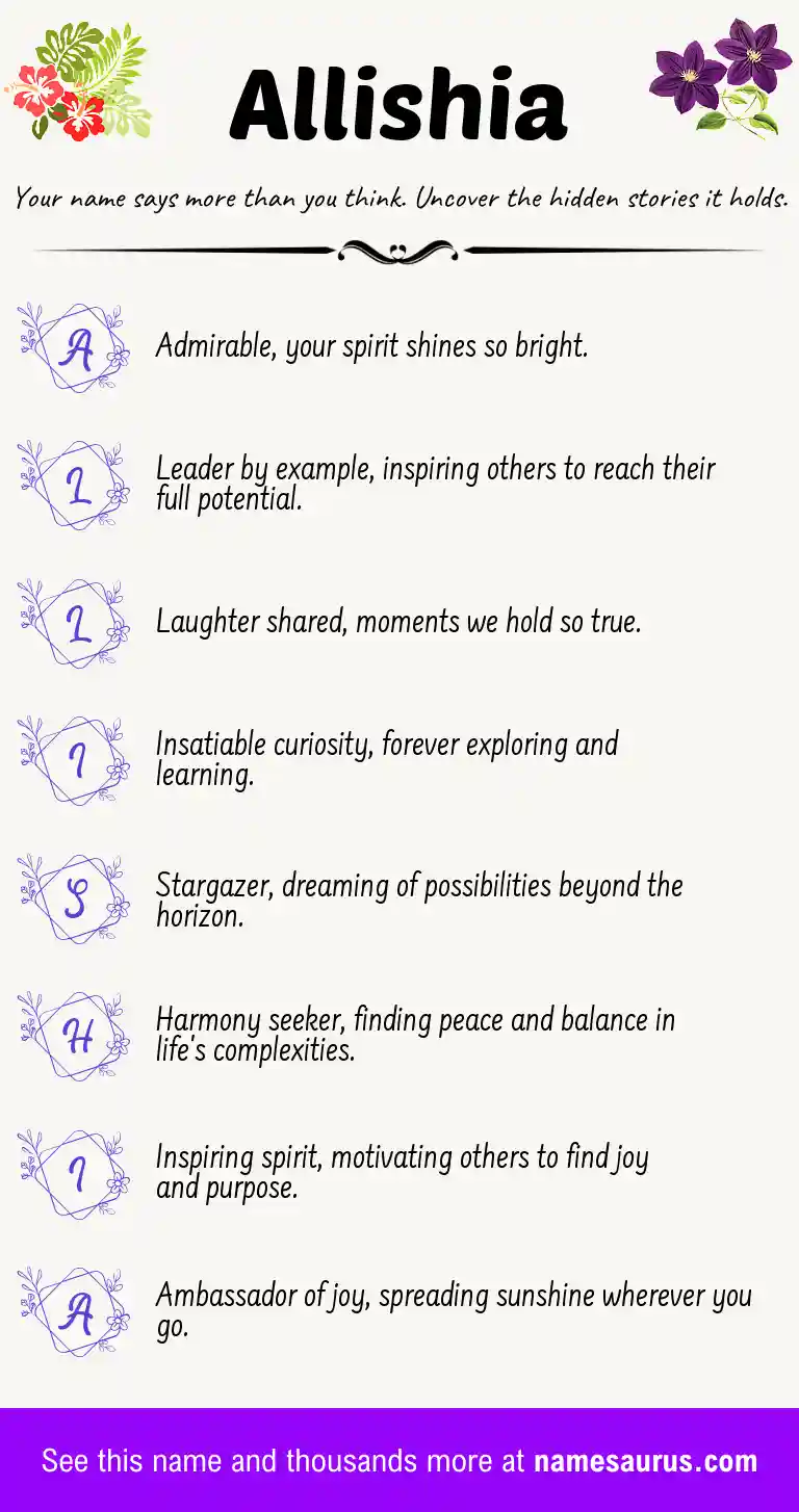 Acrostic poem about Allishia.