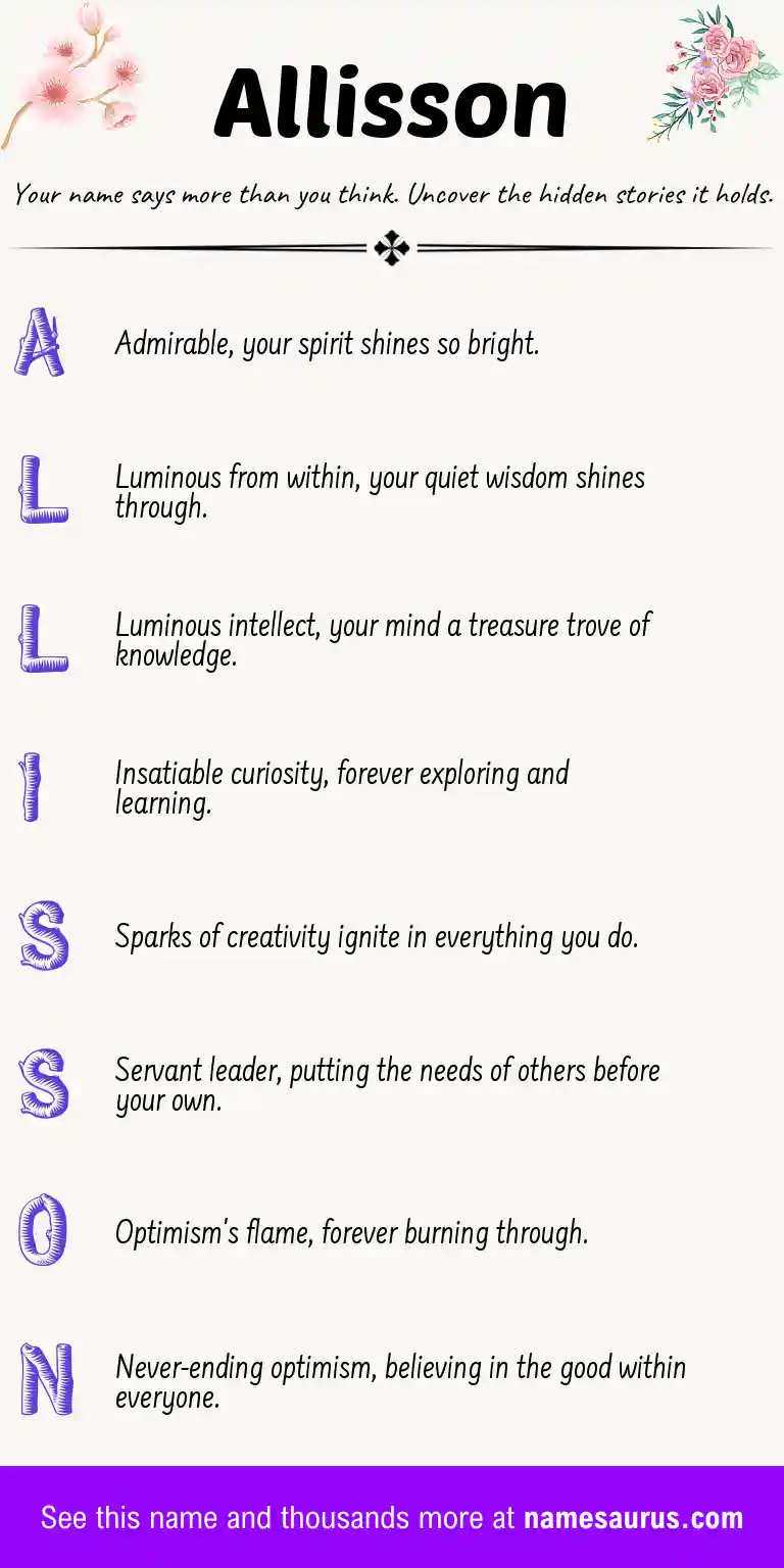 Acrostic poem about Allisson.