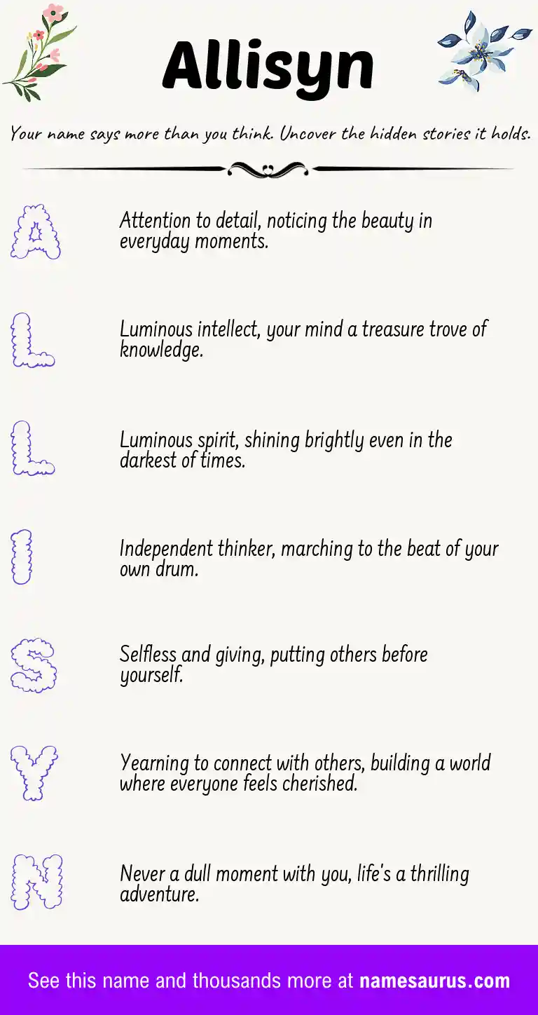 Acrostic poem about Allisyn.