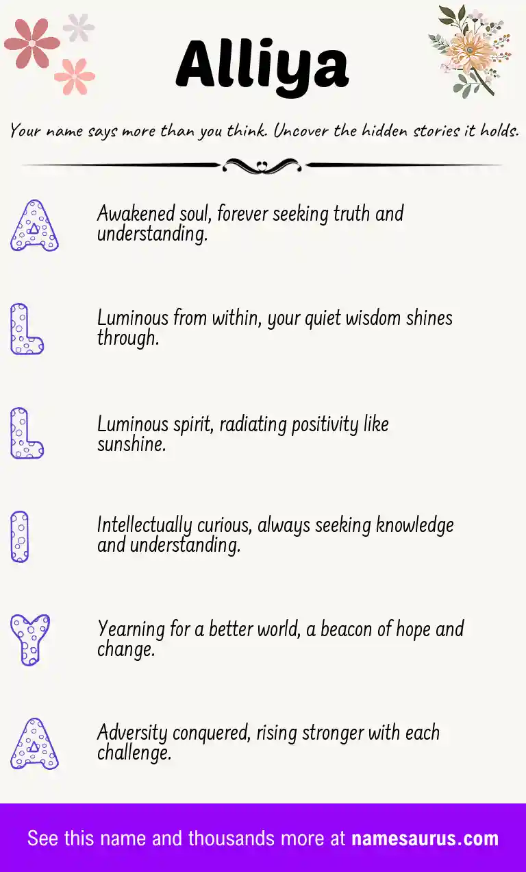 Acrostic poem about Alliya.
