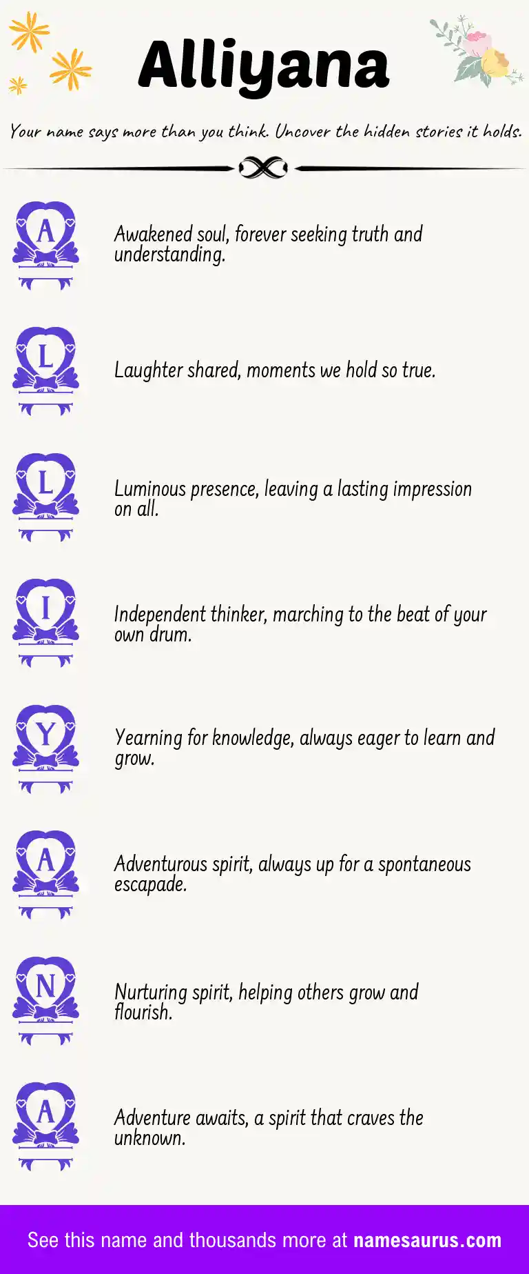 Acrostic poem about Alliyana.