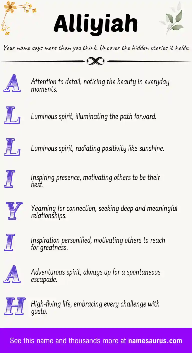 Acrostic poem about Alliyiah.