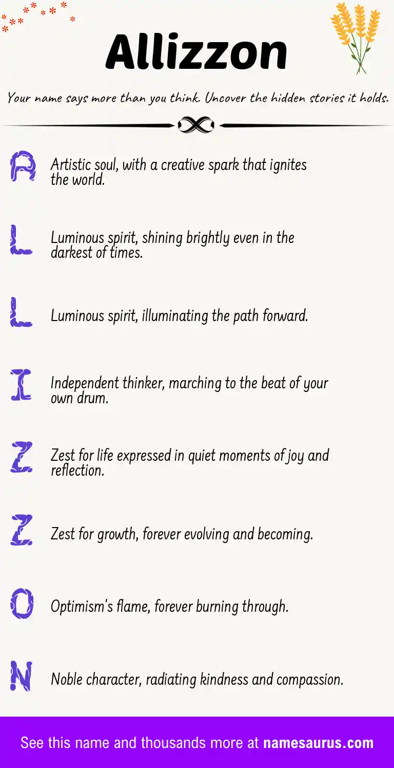 Acrostic poem about Allizzon.