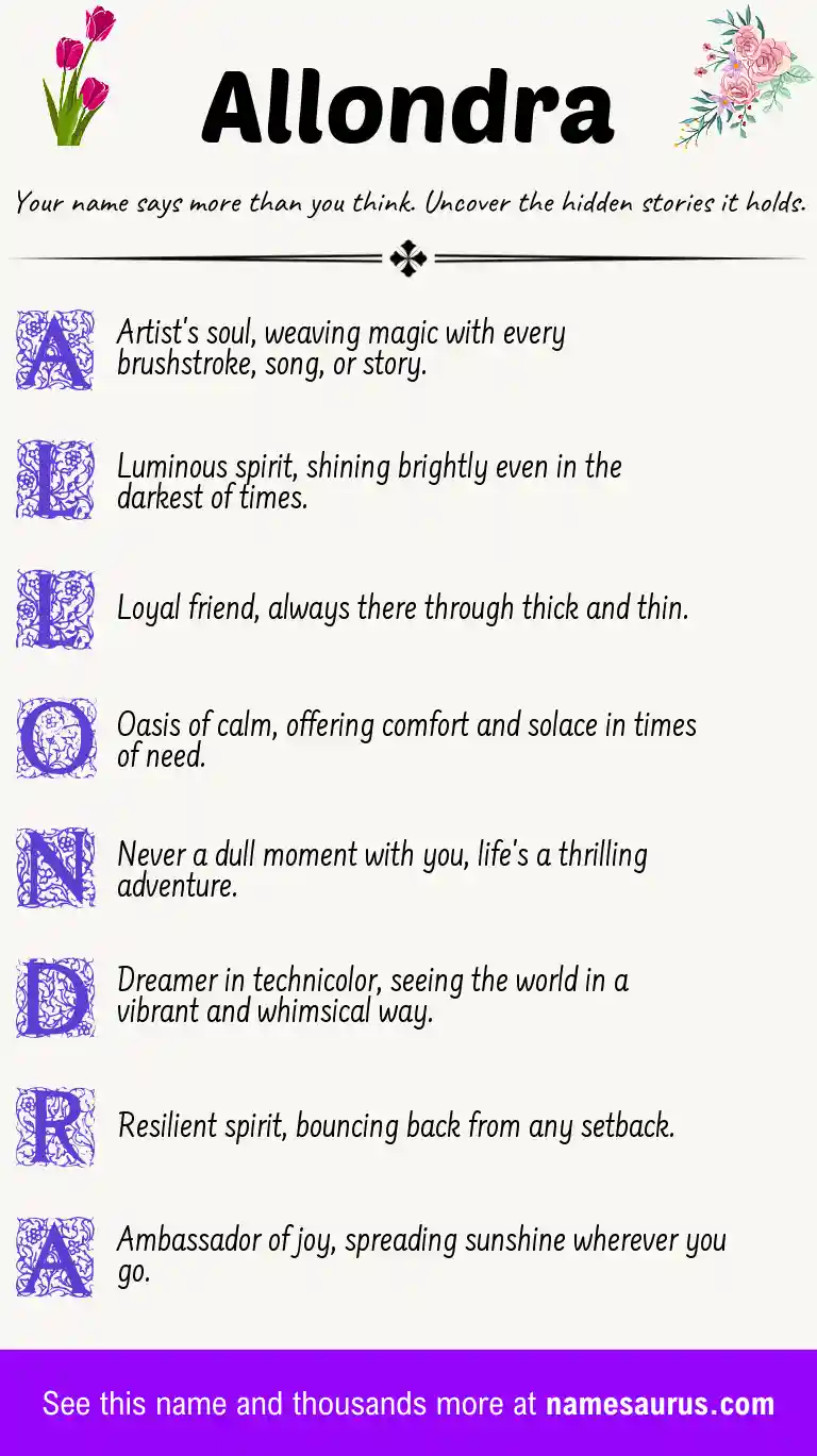 Acrostic poem about Allondra.